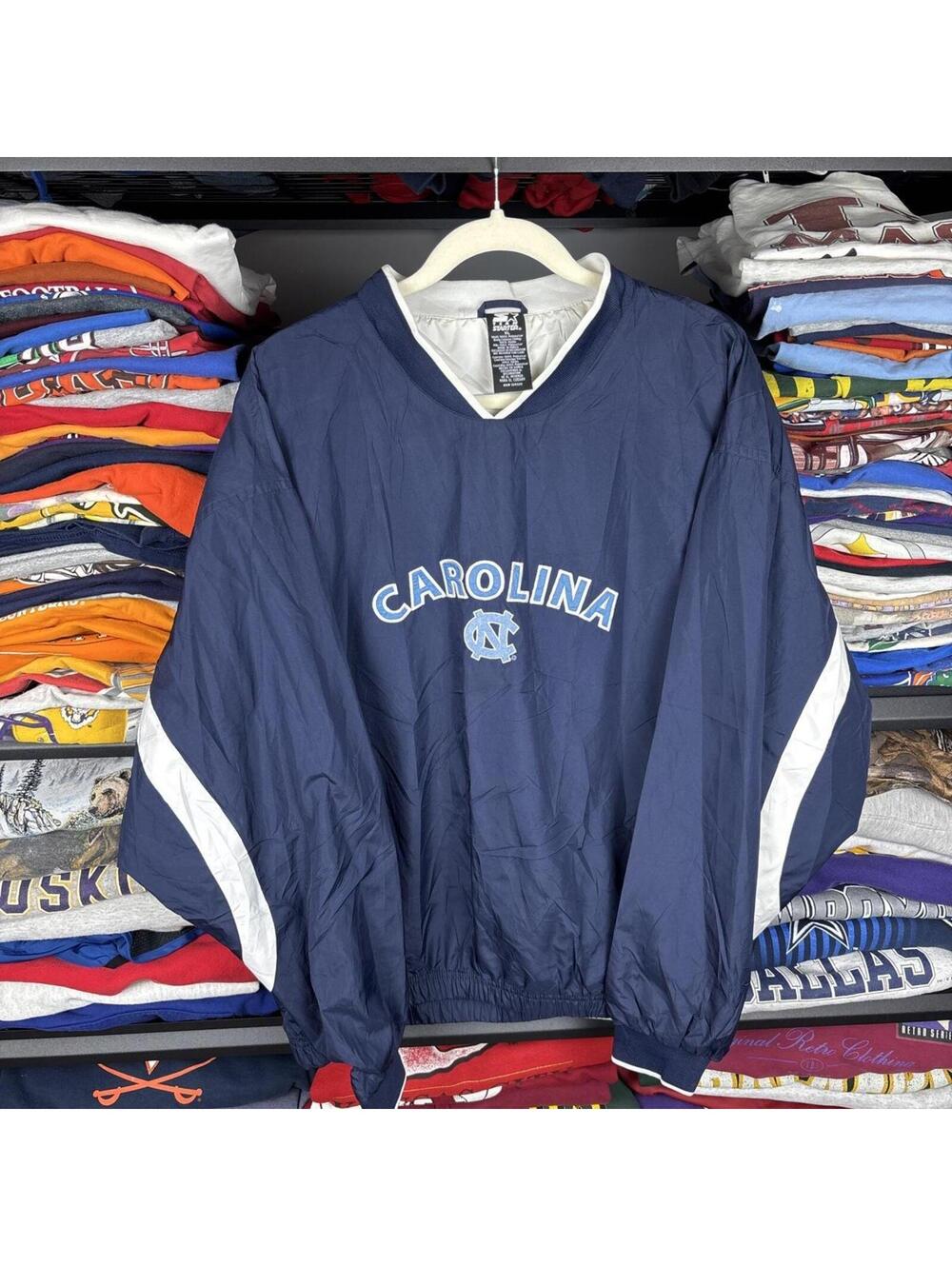 Vintage 90s UNC Carolina Tar Heels Starter Pullover Windbreaker Navy Sz XL